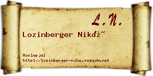 Lozinberger Niké névjegykártya